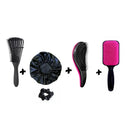 Kit 5 em 1 Escova Mágica + Escova Polvo + Escova Raquete + Touca De Cetim + Prendedor De Cetim