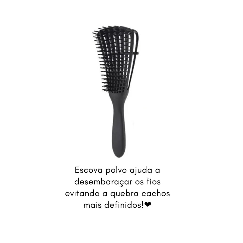Kit 5 em 1 Escova Mágica + Escova Polvo + Escova Raquete + Touca De Cetim + Prendedor De Cetim
