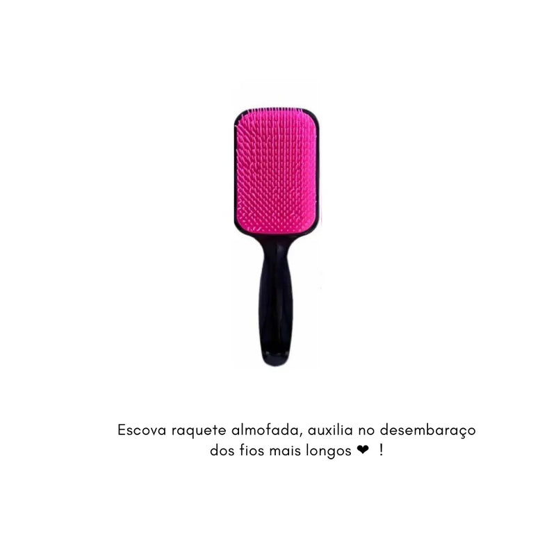 Kit 5 em 1 Escova Mágica + Escova Polvo + Escova Raquete + Touca De Cetim + Prendedor De Cetim