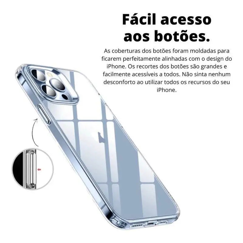 Capa Transparente Acrílica Anti Impacto para iPhone