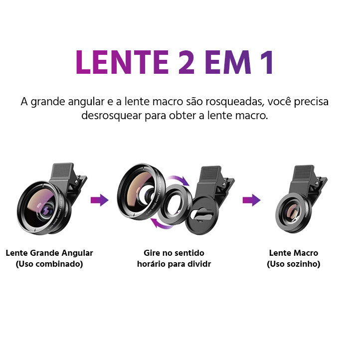 Kit Lentes 2 em 1 para Todo Celular