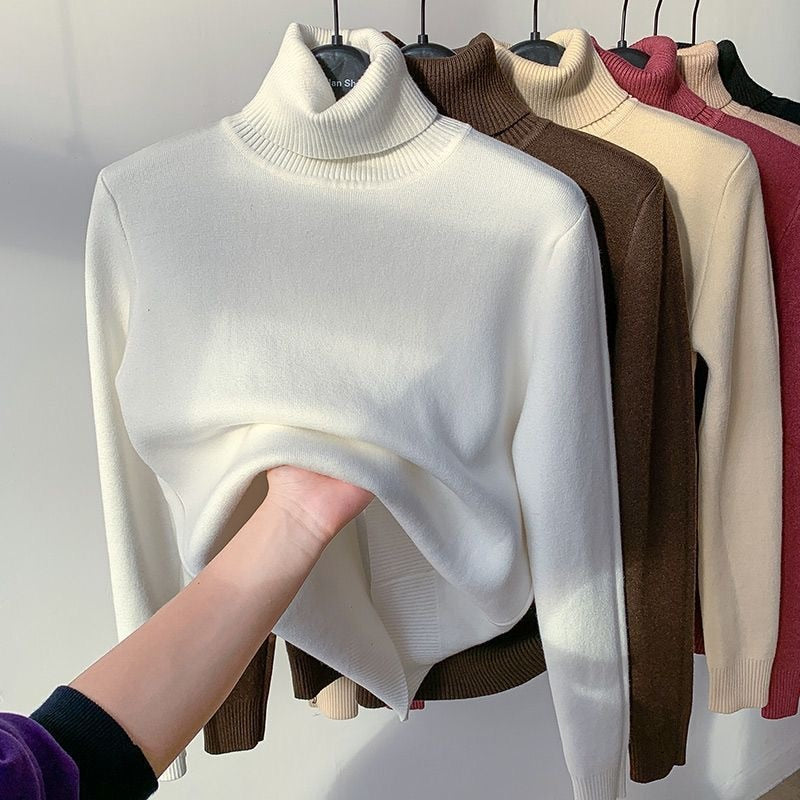 Suéter Feminino Gola Alta Peluciada Forrada