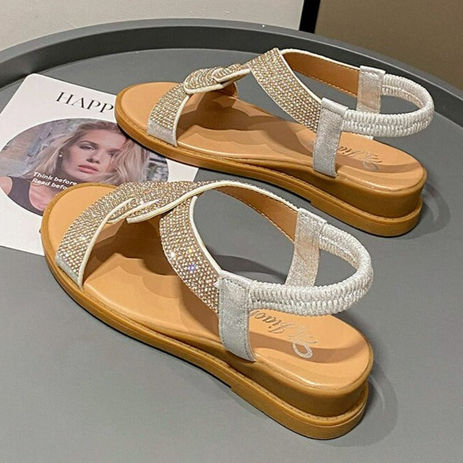 Sandália Rasteirinha Jasmine™ com Aplicação em Strass