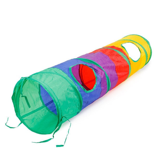 Túnel Colorido para Gatos Brinquedo Interativo com Bolinha Pompom Playtime