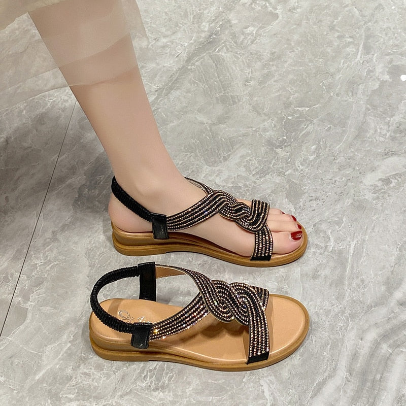 Sandália Rasteirinha Jasmine™ com Aplicação em Strass