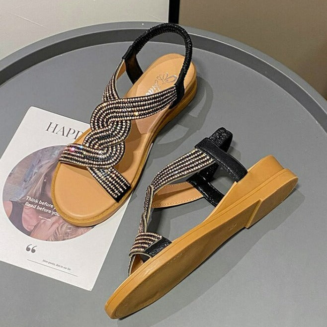 Sandália Rasteirinha Jasmine™ com Aplicação em Strass
