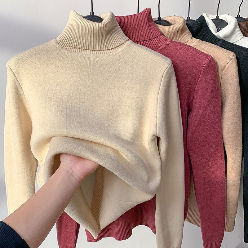 Suéter Feminino Gola Alta Peluciada Forrada