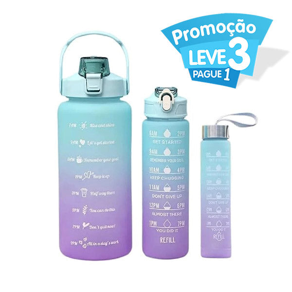 Garrafa de Água Motivacional Degradê - Leve 3 Pague 1