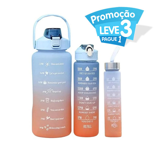 Garrafa de Água Motivacional Degradê - Leve 3 Pague 1