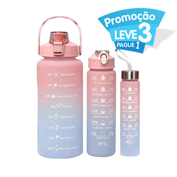 Garrafa de Água Motivacional Degradê - Leve 3 Pague 1