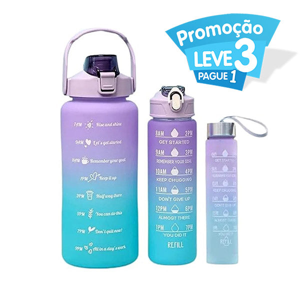Garrafa de Água Motivacional Degradê - Leve 3 Pague 1