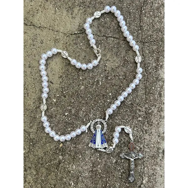 Terço Pescoço Nossa Senhora Aparecida Resplendor Perola